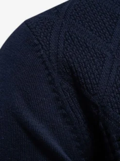 Cardigan Homme Pull Tricot Col Rabattu Hiver Noir Bleu