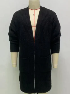 Cardigan Long Pour Hommes Pulls Décontracté Manches Longues Noir Café Marron