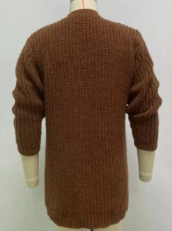 Cardigan Long Pour Hommes Pulls Décontracté Manches Longues Noir Café Marron