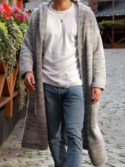 Cardigan Longue Pour Homme Pulls Chic Manches Longues Gris Confortable