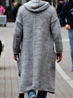 Cardigan Longue Pour Homme Pulls Chic Manches Longues Gris Confortable