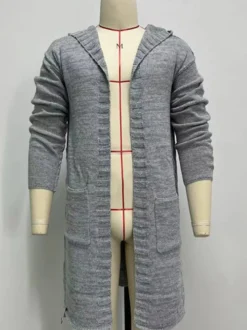 Cardigan Longue Pour Homme Pulls Chic Manches Longues Gris Confortable