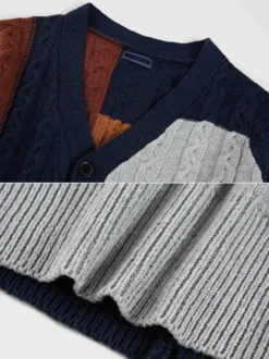 Cardigan Pour Homme Pulls Chic Manches Longues Poches Bleu Marine Foncé