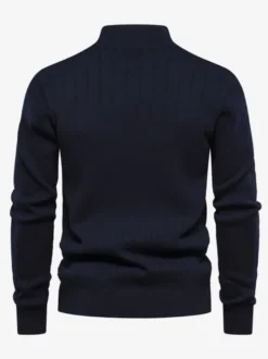 Cardigan Pour Hommes Pull En Tricot Col Polo Automne Marine Foncé Abricot