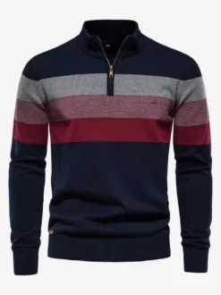 Cardigan Pour Hommes Pull En Tricot Col Polo Automne Zipper