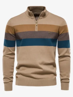 Cardigan Pour Hommes Pull En Tricot Col Polo Automne Zipper