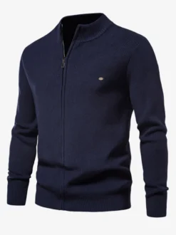 Cardigan Pour Hommes Pulls Confortables Manches Longues Marine Foncé Veste