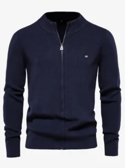 Cardigan Pour Hommes Pulls Confortables Manches Longues Marine Foncé Veste