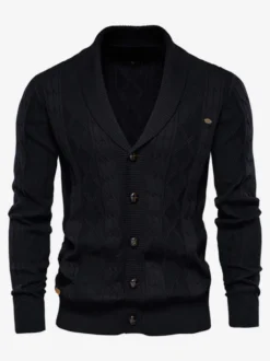 Cardigan Pour Hommes Pulls Confortables Manches Longues Café Marron Kaki Veste