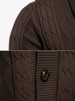Cardigan Pour Hommes Pulls Confortables Manches Longues Café Marron Kaki Veste