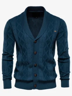 Cardigan Pour Hommes Pulls Confortables Manches Longues Café Marron Kaki Veste