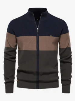 Cardigan Pour Hommes Pulls Décontracté Manches Longues Orange Marine Foncé Veste