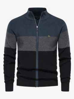 Cardigan Pour Hommes Pulls Décontracté Manches Longues Orange Marine Foncé Veste