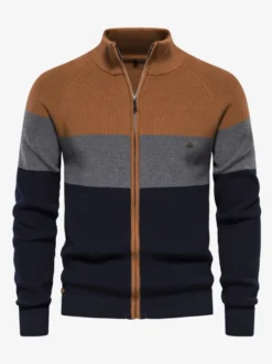 Cardigan Pour Hommes Pulls Décontracté Manches Longues Orange Marine Foncé Veste