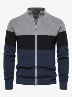 Cardigan Pour Hommes Pulls Décontracté Manches Longues Orange Marine Foncé Veste