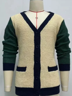 Cardigan Pour Hommes Pulls Manches Longues Jaune Vert