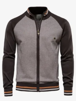 Cardigan Pour Hommes Pulls Rayures Confortables Manches Longues Marine Foncé Veste