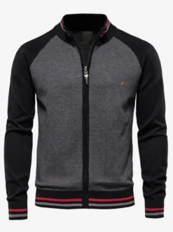 Cardigan Pour Hommes Pulls Rayures Confortables Manches Longues Marine Foncé Veste