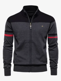 Cardigan Pour Hommes Pulls Rayures Confortables Manches Longues Noir Bleu Veste
