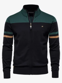 Cardigan Pour Hommes Pulls Rayures Confortables Manches Longues Noir Bleu Veste