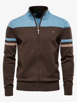 Cardigan Pour Hommes Pulls Rayures Confortables Manches Longues Noir Bleu Veste