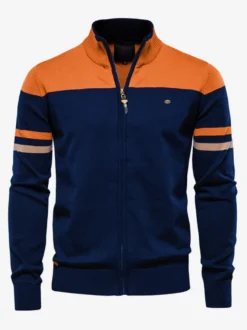 Cardigan Pour Hommes Pulls Rayures Confortables Manches Longues Noir Bleu Veste
