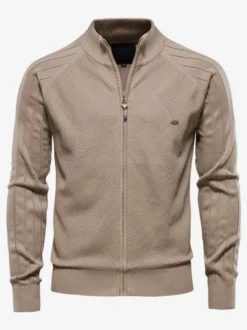Cardigan Pour Hommes Pulls Simple Manches Longues Kaki Noir Veste