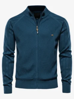 Cardigan Pour Hommes Pulls Simple Manches Longues Kaki Noir Veste
