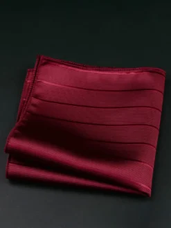 Carré de Poche Accessoires costume pour hommes Chic Polyester Rayures Rouge