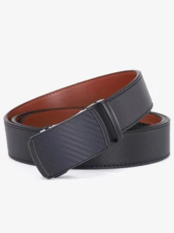 Ceinture En Cuir Pu À Carreaux Pour Hommes À La Mode