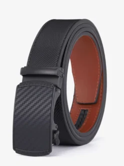 Ceinture En Cuir Pu À Carreaux Pour Hommes À La Mode