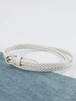Ceinture élégante en cuir avec boucle en métal ceintures polyvalentes de couleur unie pour femmes