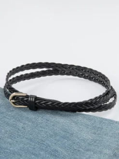 Ceinture élégante en cuir avec boucle en métal ceintures polyvalentes de couleur unie pour femmes
