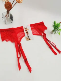 Ceinture porte-jarretelles sexy réglable en maille de dentelle avec boucle en métal antidérapante