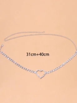 Chaîne de cuisse en forme de cœur chaîne de jambe élégante en cristal scintillant