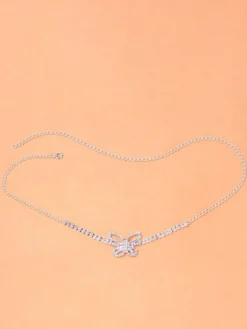 Chaîne de jambe en cristal scintillant papillon chaîne de cuisse