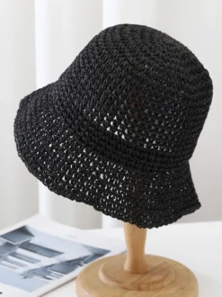 Chapeau bob à petit bord protection solaire chapeau de plage en paille tissée pour femme 2026