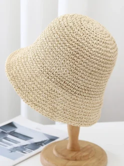 Chapeau bob à petit bord protection solaire chapeau de plage en paille tissée pour femme 2026
