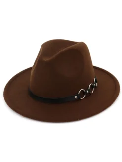 Chapeau de laine pour homme en métal brun cow-boy