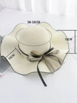 Chapeau de paille à larges bords avec nœud papillon protection solaire d'été chapeau de plage 2026