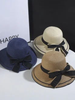 Chapeau de paille à nœud pour femme chapeau de soleil d'été en bord de mer 2026