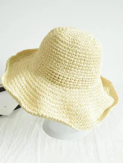 Chapeau de paille tissé d'été pour femme chapeau de plage pliable protection solaire 2026