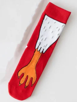 Chaussettes longues unisexes amusantes à motif pattes de poulet chaussettes fantaisie mignonnes à imprimé animal