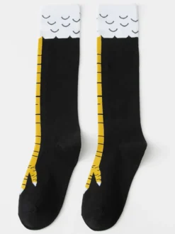 Chaussettes unisexes amusantes à motif pattes de poulet chaussettes de yoga. Taille M : chaussettes mi-mollet ; L : chaussettes hautes.
