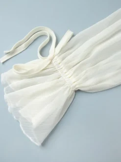 Chemise blanche à volants pour femme col en V manches longues élégantes