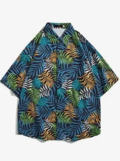 Chemise décontractée homme chic imprimé vert chemises Vacances