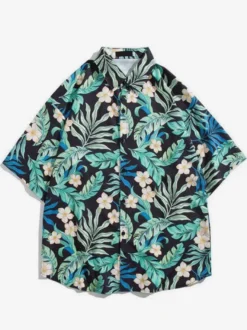 Chemise décontractée homme chic imprimé vert chemises Vacances