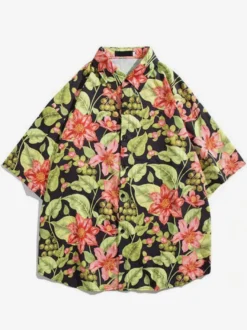 Chemise décontractée homme chic imprimé vert chemises Vacances