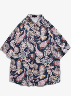Chemise décontractée homme chic imprimé vert chemises Vacances