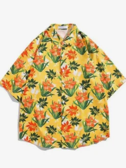 Chemise décontractée homme chic imprimé vert chemises Vacances